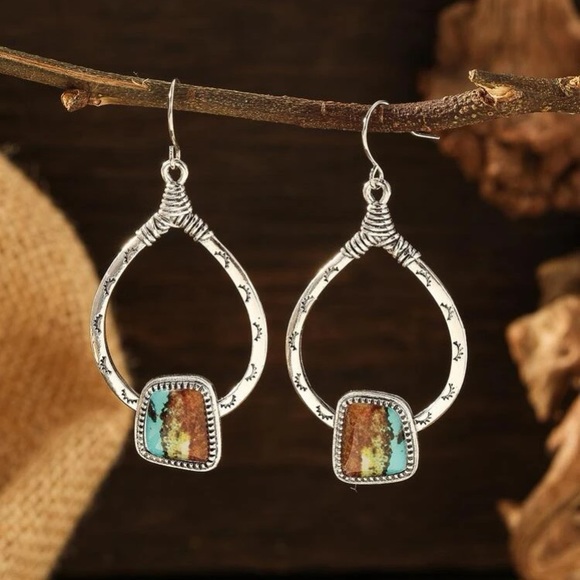 1pair Bohemian Creative Water Drop Shaped Pendant Drop Earrings For Women - Picture 3 of 5